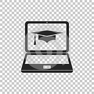 Sombreros a computadora portátil icono. conectado a internet el estudio o icono sobre el transparente 