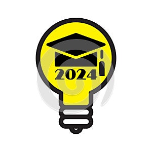 Graduation cap with light bulb. Graduation class of 2024