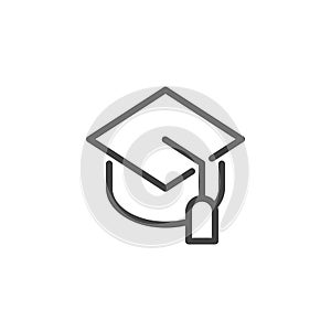 Graduation cap line icon. Students hat pictograph. Symbol of education, higher school, Academy, University. Knowledge