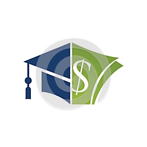 Graduation Cap Money Icon Vector Design. Scholarship program sign.