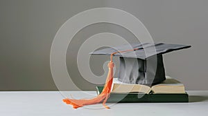 The graduation cap on books.AI generated image