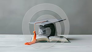 The graduation hat on book.AI generated image