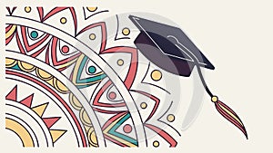 Graduation Cap Pattern Vector Illustration Academic Design, vector design Generative AI