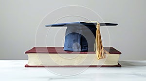The graduation cap on book.AI generated image