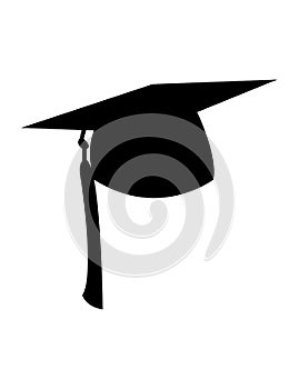 Graduation cap silhouette on white background