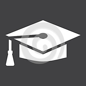 Graduation cap solid icon, Education and knowledge