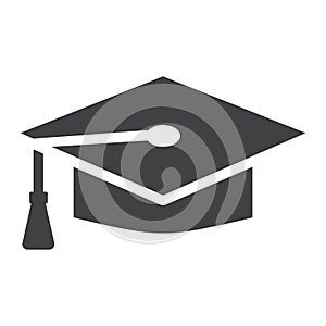 Graduation cap solid icon, Education and knowledge