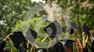 The graduation caps raised.AI generated image