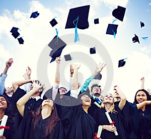 Graduation Caps Thrown in the Air photo