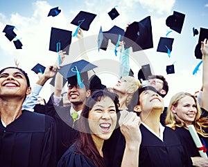 Graduation Caps Thrown in the Air photo