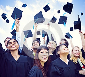 Graduation Caps Thrown in the Air photo