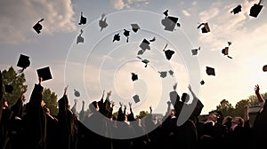 Graduation Caps Thrown in the Air, generative ai