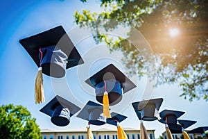 Graduation caps thrown up