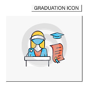 Graduation ceremony color icon