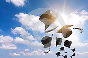 Graduation Ceremony, Graduation Caps, hat Thrown in the Air with