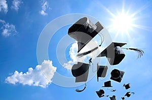 Graduation Ceremony, Graduation Caps, hat Thrown in the Air with