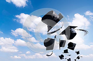 Graduation Ceremony, Graduation Caps, hat Thrown in the Air with