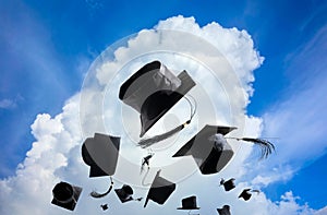 Graduation Ceremony, Graduation Caps, hat Thrown in the Air with