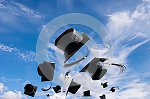 Graduation Ceremony, Graduation Caps, hat Thrown in the Air with