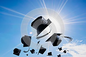 Graduation Ceremony, Graduation Caps, hat Thrown in the Air with