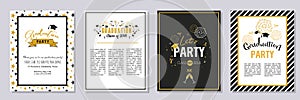 Graduation Class of 2018 greeting card and invitation template set. Vector party invitation. Grad poster. photo