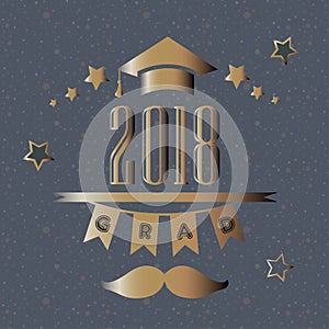 Graduation Class of 2018. Stylized Retro Card. Congratulations Graduates