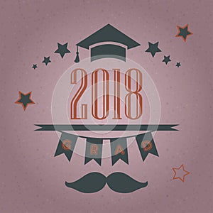 Graduation Class of 2018. Stylized Retro Card. Congratulations Graduates