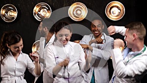 Graduation from college. Medical students have passed exams and are photographed