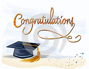 Graduation with congratulations text in watercolors.