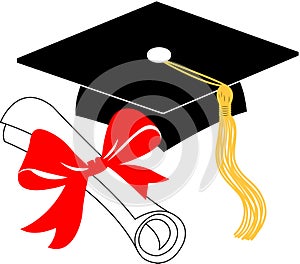 Graduation diploma and cap/eps