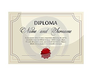 Graduation diploma with student personal data