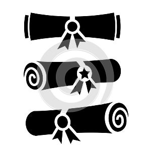 Graduation diploma vector icon