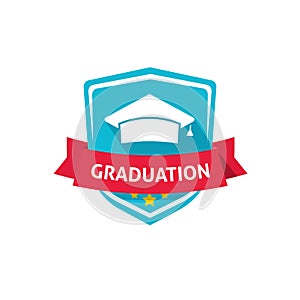 Graduation emblem vector illustration, school or university crest symbol idea