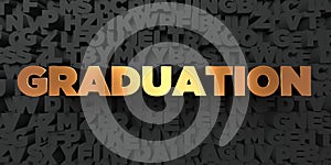 Graduation - Gold text on black background - 3D rendered royalty free stock picture