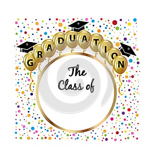 Graduation hat balloons card vector image