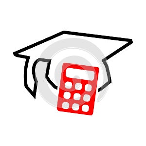 Graduation hat and calculator icon vector.