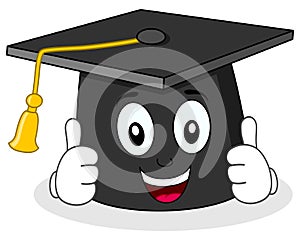 Graduation Hat Character with Thumbs Up