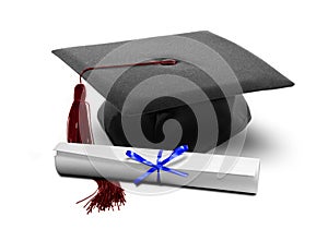 Graduation hat and diploma photo