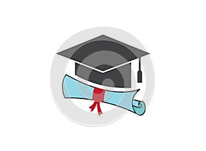 Graduation hat, diploma icon design illustration isolated on white background