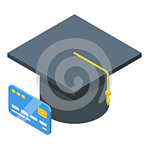 Graduation hat icon isometric vector. Ceremony study cap