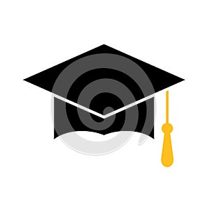 Graduation hat icon on white background, Vector illustration. Education, university and ceremony concept.