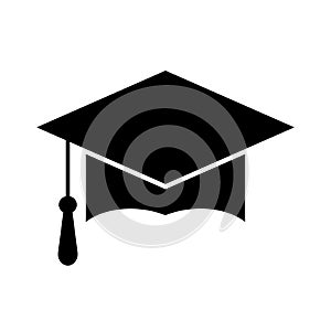 Graduation hat icon on white background, Vector illustration. Education, university and ceremony concept.