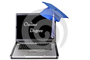 Graduation Hat and Laptop Isolated