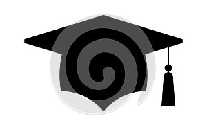 Graduation hat logo. Graduate cap flat sign.