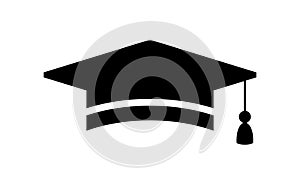 Graduation hat logo. Graduate cap flat sign.