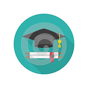 Graduation hat vector icon.