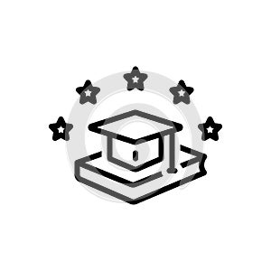 Black line icon for Graduation, degree and book photo