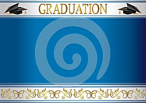 Graduation invitation card with mortars