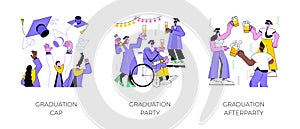 Graduation isolated cartoon vector illustrations.