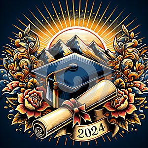 Graduation label design. Class of 2024